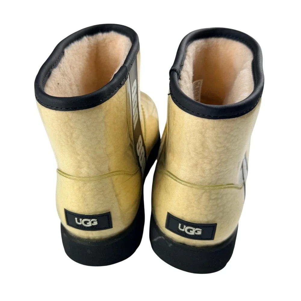 UGG Classic Clear Mini Natural Black Waterproof Boots 1113190 Womens Size 9